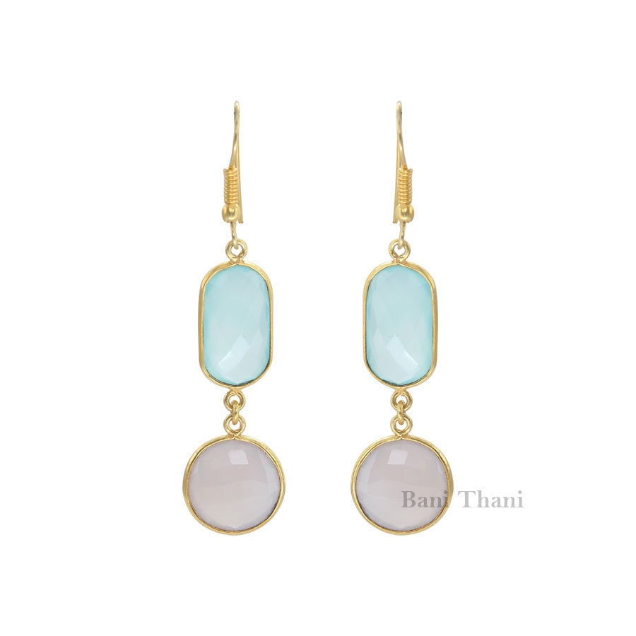 Chalcedon Runde, Ovale Edelstein-Tropfen-Ohrringe, Vergoldete 925Er Sterlingsilber-Ohrringe, Vintage-Ohrring, Geburtstagsgeschenk-Ohrring-Schmuck Chalcedon Runde, Ovale Edelstein-Tropfen-Ohrringe, Vergoldete 925Er Sterlingsilber-Ohrringe, Vintage-Ohrring, Geburtstagsgeschenk-Ohrring-Schmuck von BaniThani