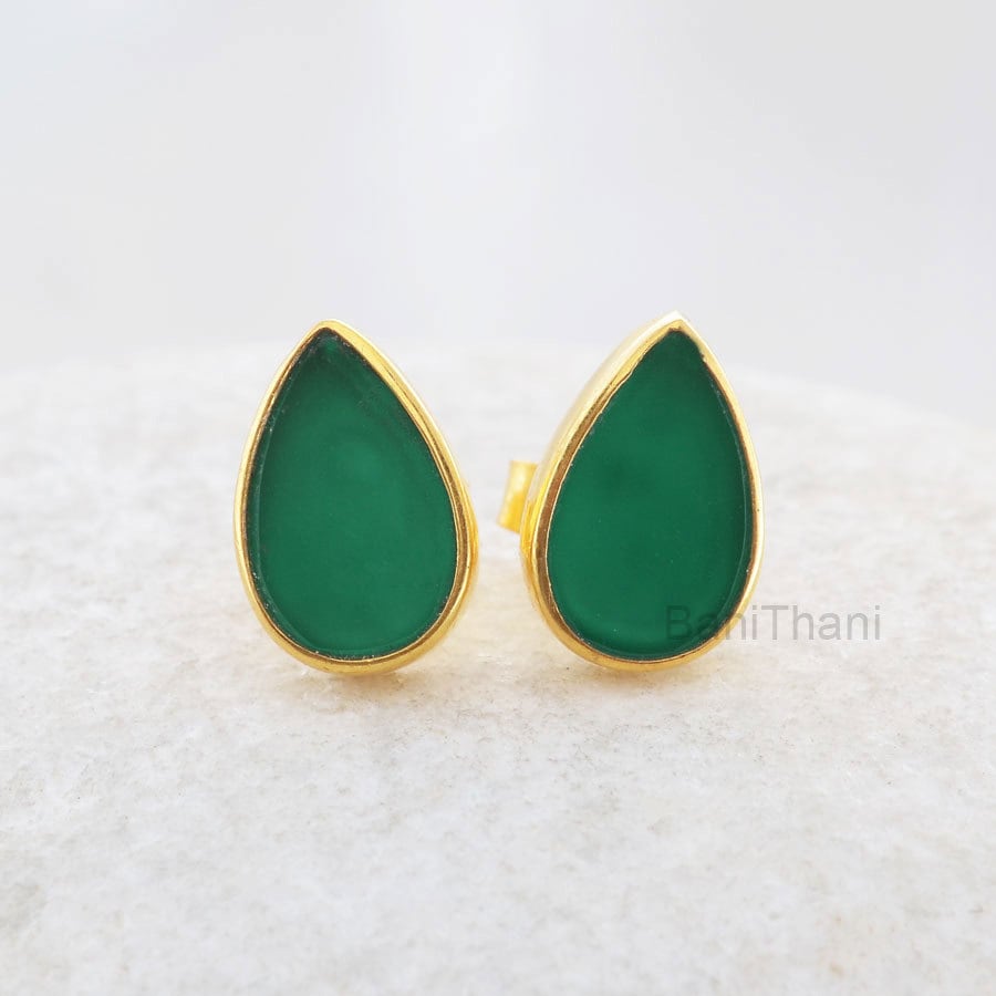 Chrysopras Chalcedon Birne Flache Ohrstecker-Vergoldete 925 Sterling Silber Ohrstecker Schmuck-Weihnachtsgeschenk-Jubiläum Geschenk Ohrringe Chrysopras Chalcedon Birne Flache Ohrstecker-Vergoldete 925 Sterling Silber Ohrstecker Schmuck-Weihnachtsgeschenk-Jubiläum Geschenk Ohrringe von BaniThani