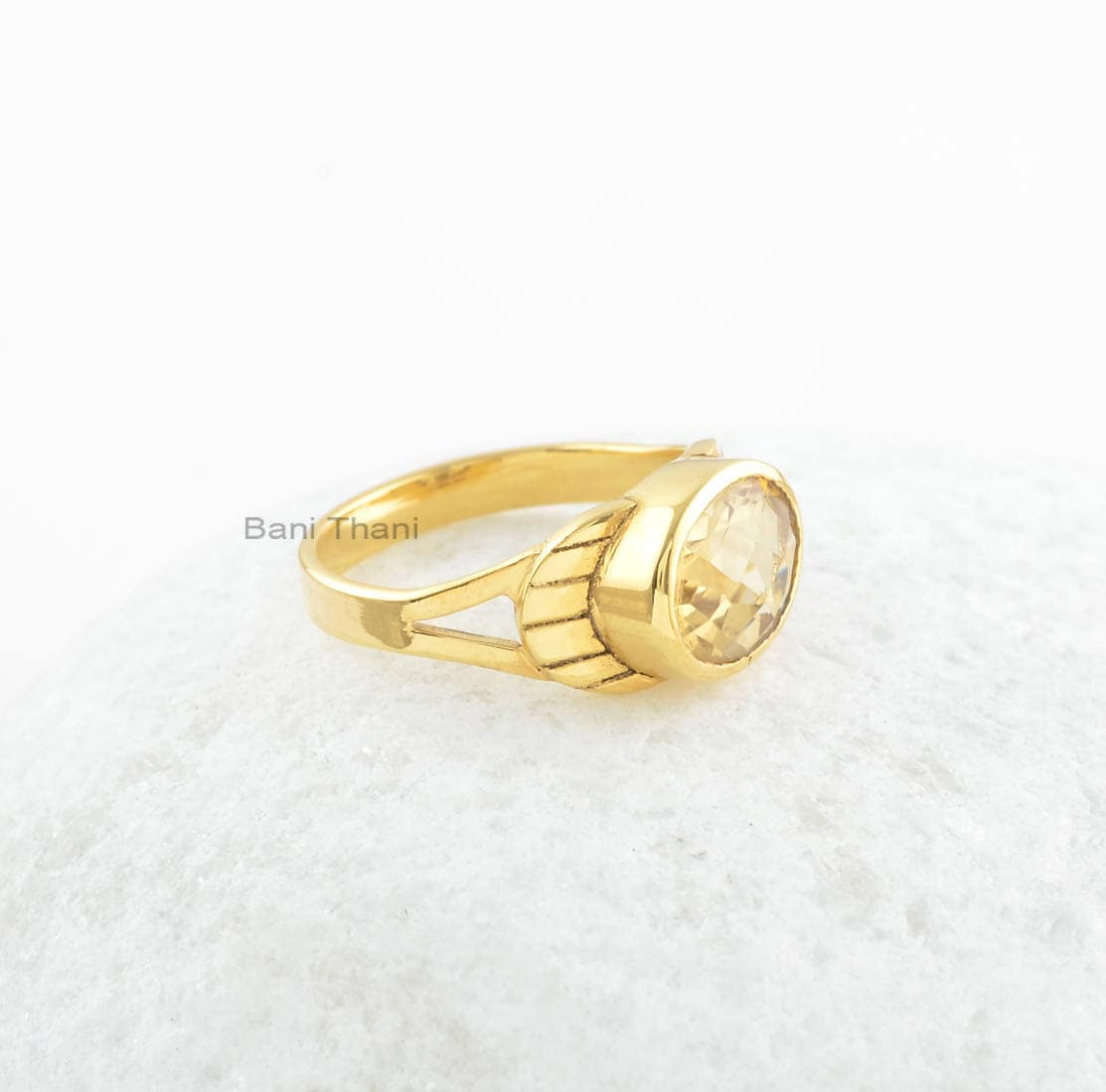 Citrin Silber Ring - 8 X 10 Mm Ovaler Sterling Vergoldeter Verlobungsring Handgemachter Geschenk Für Mutter Zierlicher von BaniThani