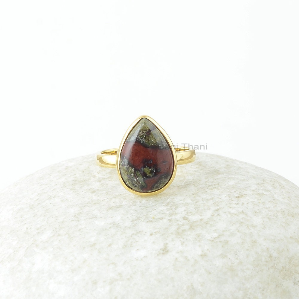 Eudialyt Edelstein Silber Ring - Vergoldeter 925Er Tropfen Antiker Geburtsstein Schmuck Geschenk Für Sie von BaniThani