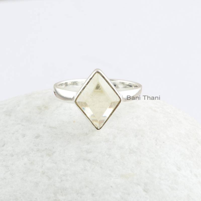 Genunie Lemon Quartz Edelstein Ring - Handgemachter Bezel 925 Sterling Silber Ringe Für Frauen Geburtstagsgeschenk Geschenk Sie von BaniThani