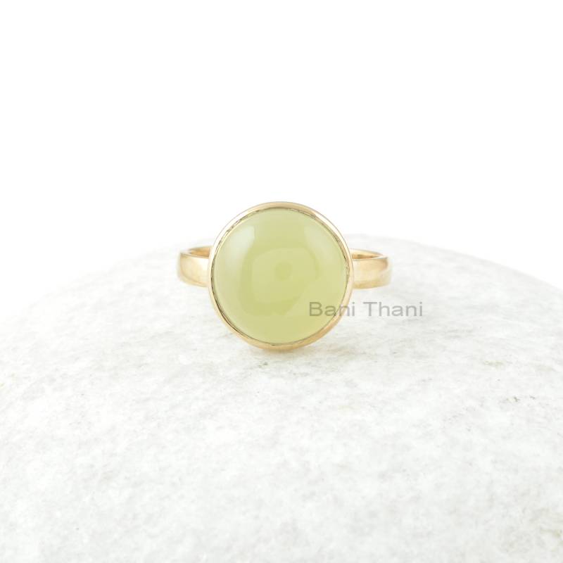 Grüner Chalcedon Silberring - 925 Sterling Silber Edelstein Ring Vergoldeter Lünette Geschenk Für Mütter Frauen Geburtsstein von BaniThani