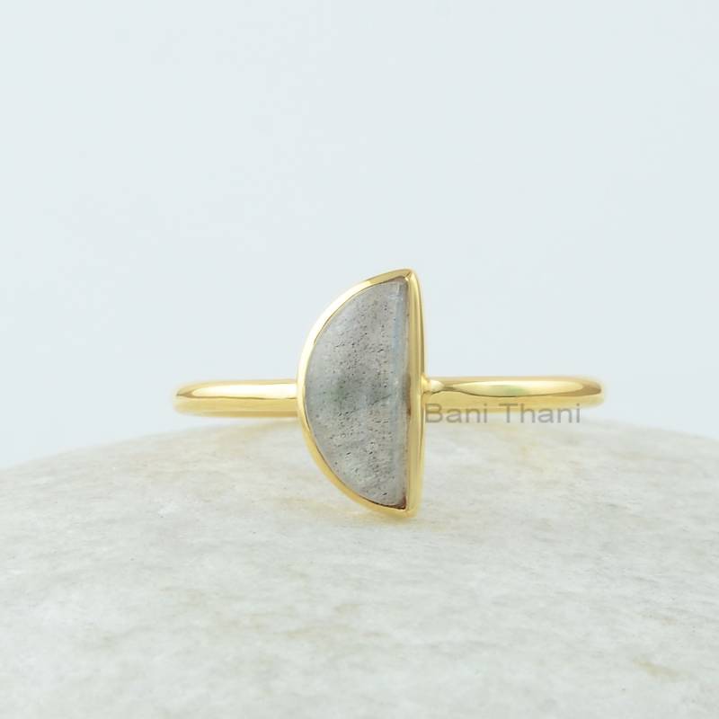 Halbmond Ring, Labradorit 5 X 10 Mm Edelstein 18K Gold Vergoldet 925 Sterling Silber Ring Für Frauen von BaniThani