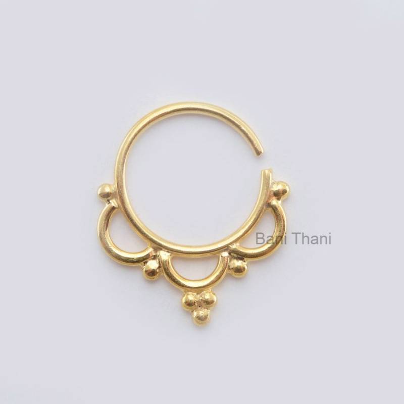 Handgefertigte Vergoldete 925 Sterling Silber Nasenring, Septum Piercing - Nase Schmuck Echte Hoop # 1846 von BaniThani