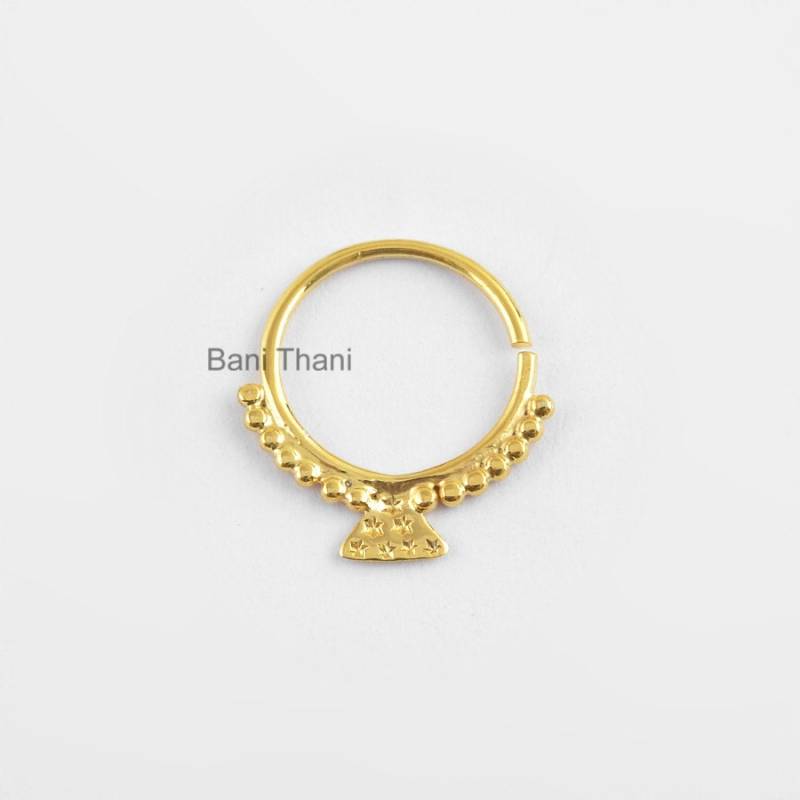 Handgemachter Nasenring, Vergoldeter 925Er Sterling Silber Septum Piercing - Nasenschmuck Echtes Nasenreifen #1861 von BaniThani