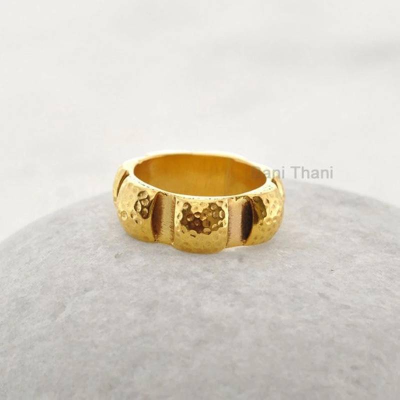 Handgemachte Designer Texturierte Band - Hochzeitsring Vergoldete 925 Silber Ring Schmuck Schlichte Vintage Geschenk -Boho von BaniThani