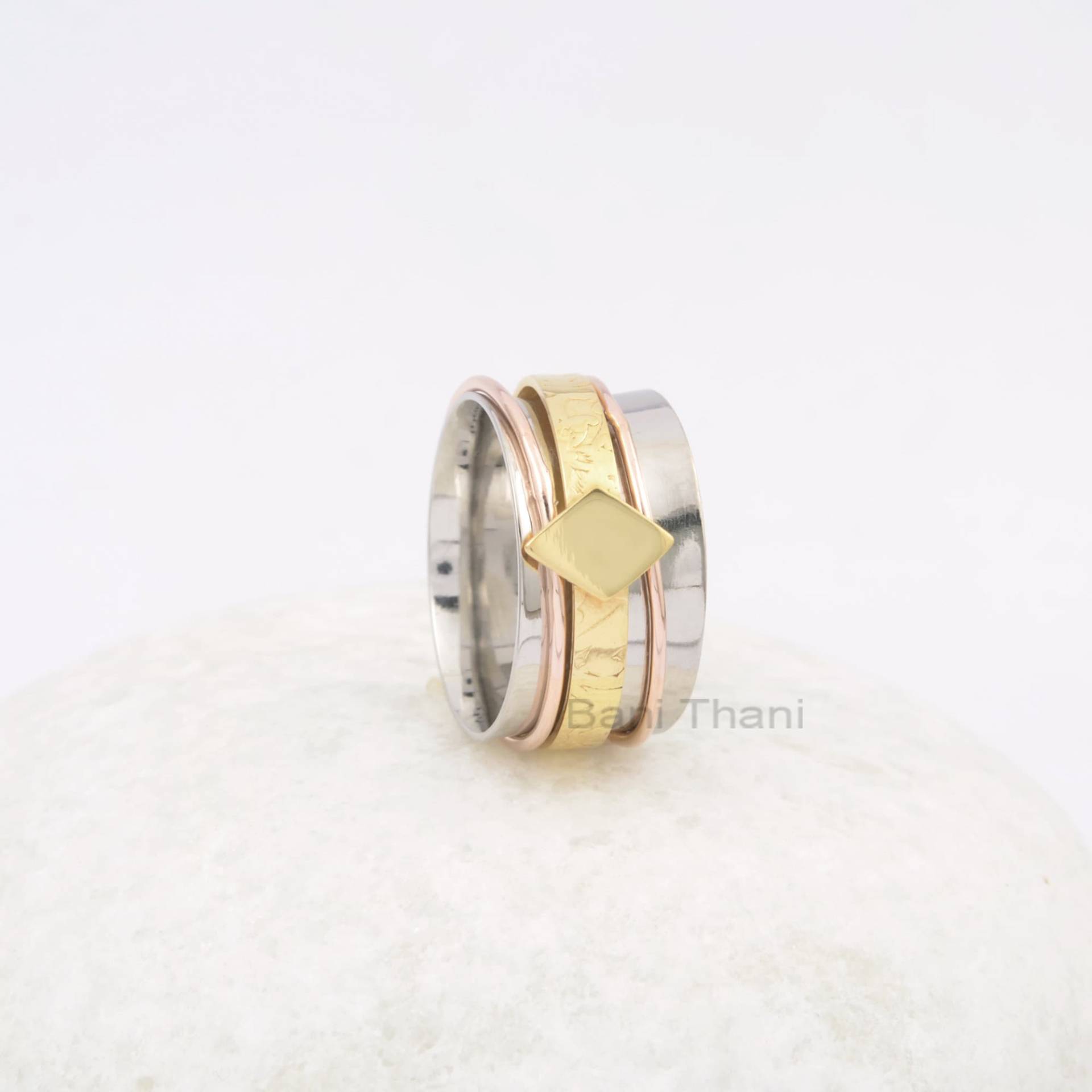 Handgemachter Spinner Ring - 925 Sterling Silber Rose Vergoldet Personalisierter Schmuck Geschenk Für Lieben Zum Abschluss von BaniThani