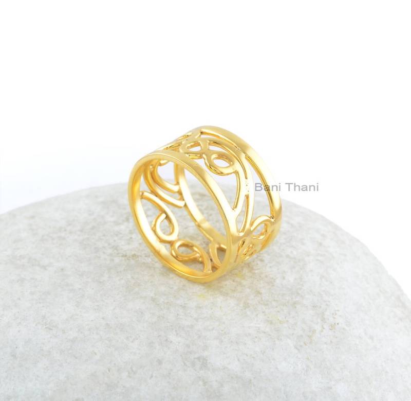 Hochzeit Band-925 Sterling Silber Band-18K Vergoldet Ring-Silber Band-Verlobung Band-Designer Ring Band-Geschenk Für Frauen von BaniThani