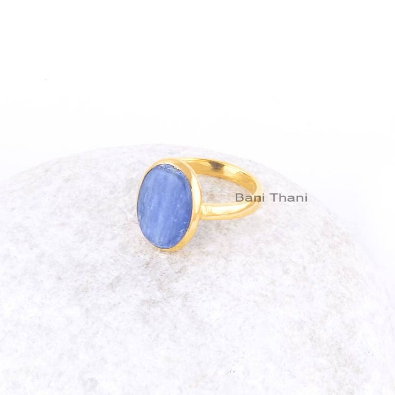 Kyanit-Ring - Reines Silber Ovaler Edelstein-Ring Handgefertigter Ring Bestseller-Schmuck Geschenk Für Oma Schmuck Stärke von BaniThani