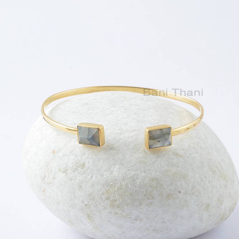 Labradorit Armreif - Handgefertigtes Armband 925 Silber 8 X 10 Mm Rechteck Pyramide Heilschmuck Schmuck Für Tochter Geschenk Lehrer von BaniThani