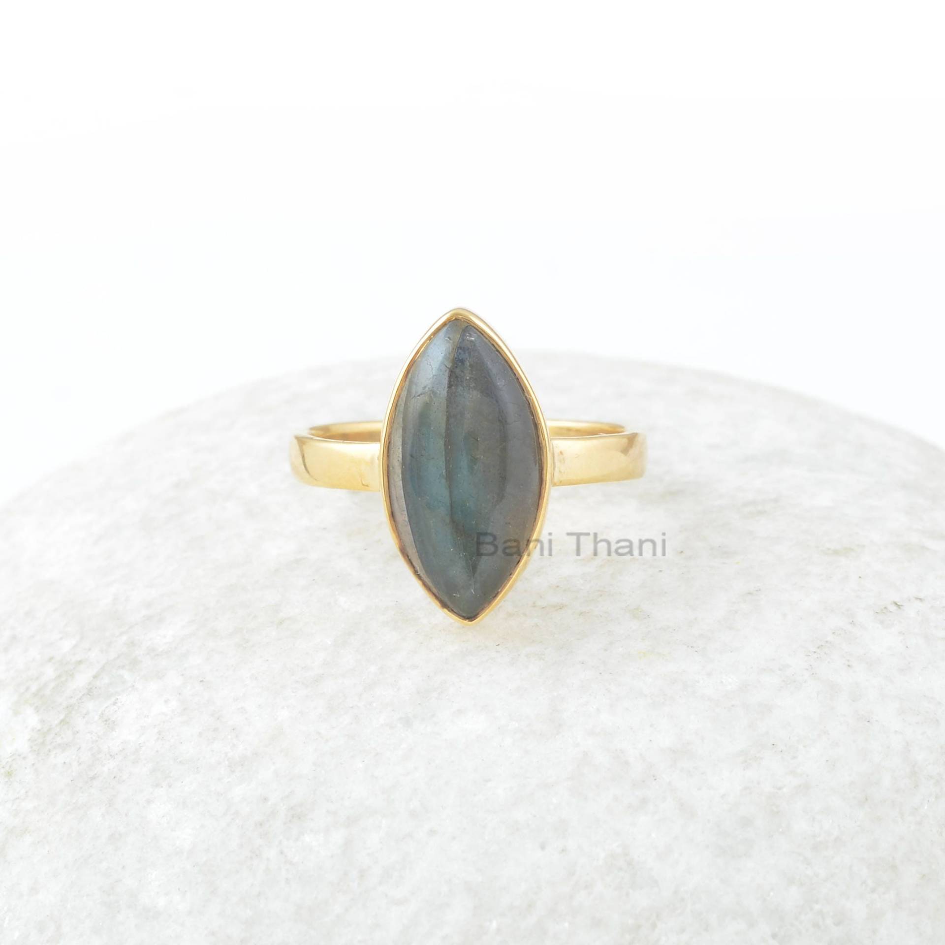 Labradorit Ring - Reines Silber 8 X 16 Mm Marquise Handgefertigter Geschenk Zum Schutz Schmuck Jahrestag von BaniThani
