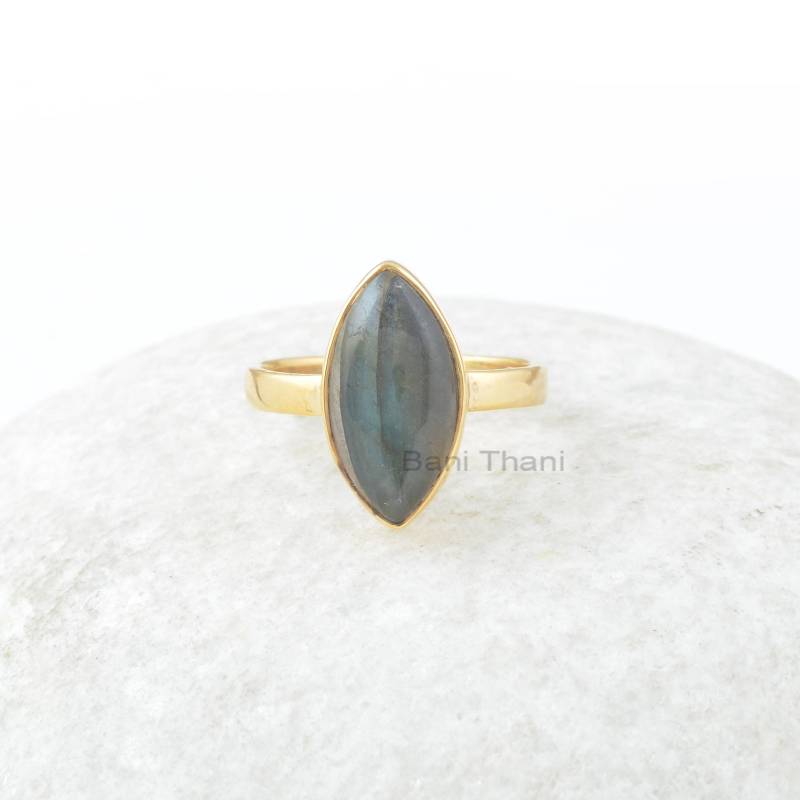 Labradorit Ring - Reines Silber 8 X 16 Mm Marquise Handgefertigter Geschenk Zum Schutz Schmuck Jahrestag von BaniThani