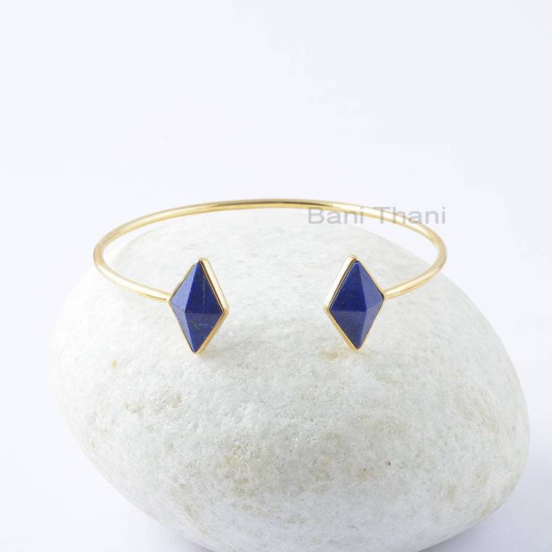 Lapis Lazuli Armreif, 10 X 16 Mm Diamant Pyramide Sterling Silber Edelstein Armreif Für Frauen, Verlobungsgeschenk Die Braut von BaniThani