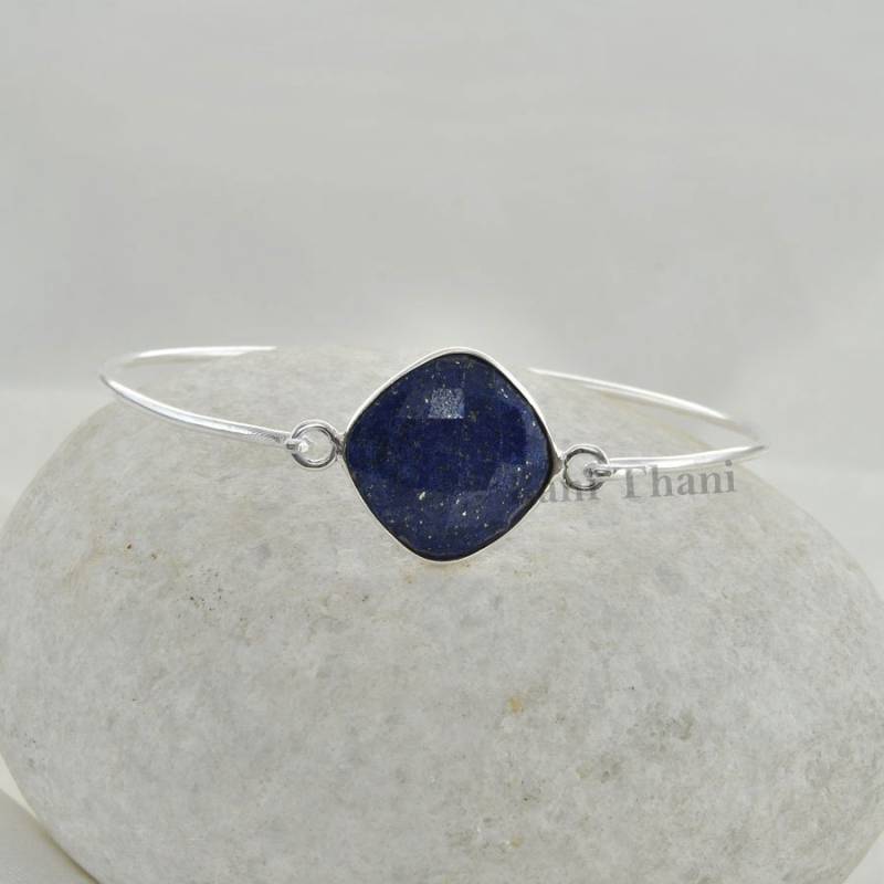 Lapis Lazuli Edelstein Armband - 925 Sterling Silber Armreif Hochzeitsgeschenk Für Sie Diamantschliff Geburtsstein Geschenk Mama von BaniThani