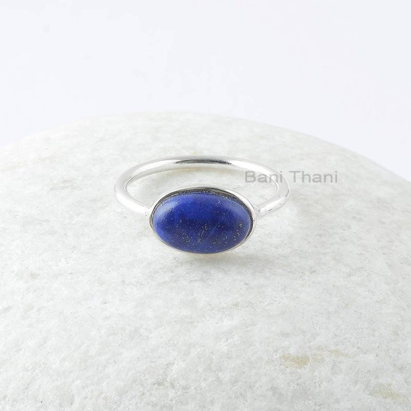 Lapis Lazuli Ring, 7 X 11 Mm Oval Silber Edelstein Sterling Frauen Verlobungsgeschenk Für Die Braut von BaniThani