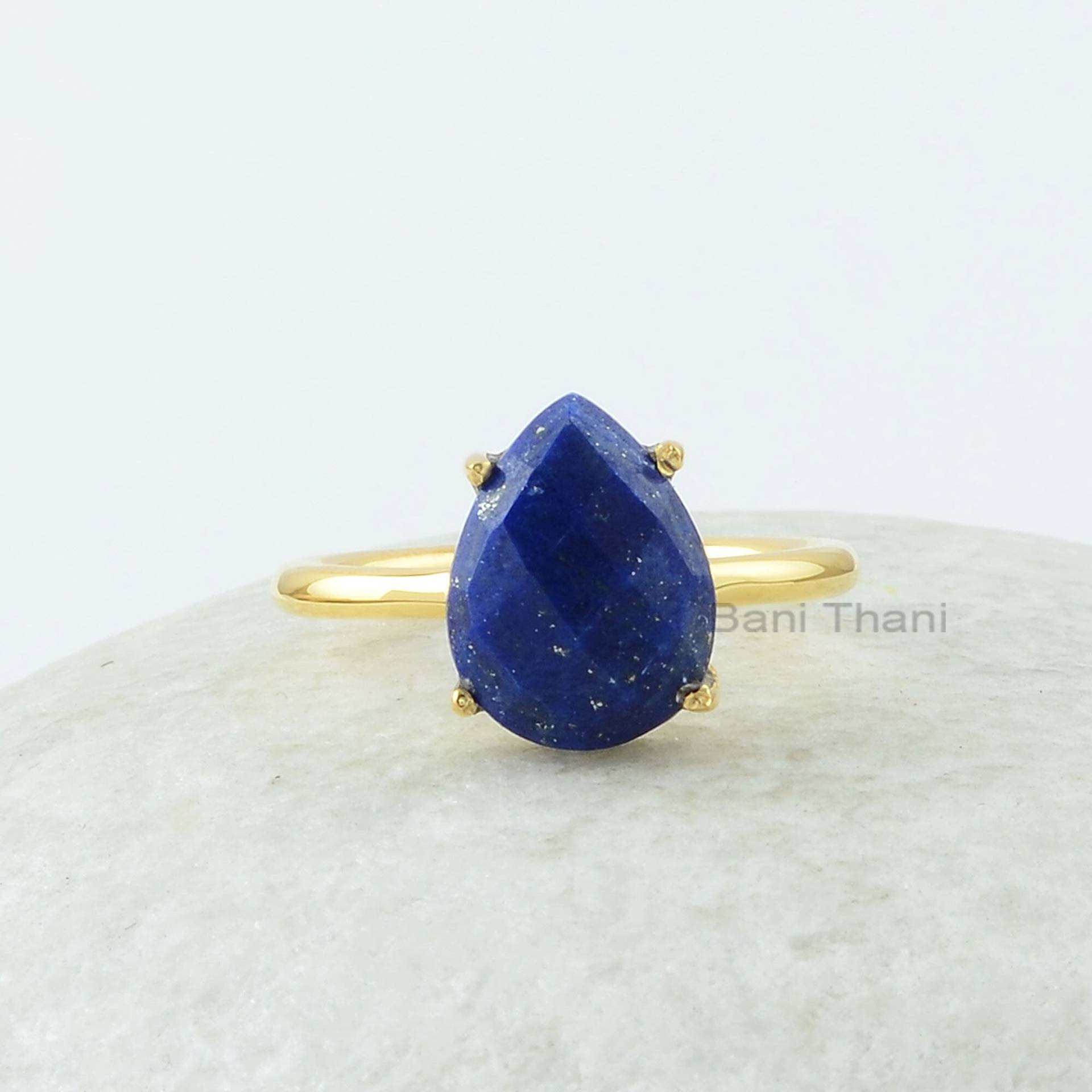 Lapis Lazuli Ring - 9 X 12 Mm Tropfen Edelstein 925 Sterling Silber Prong Set Frauen Schmuck von BaniThani