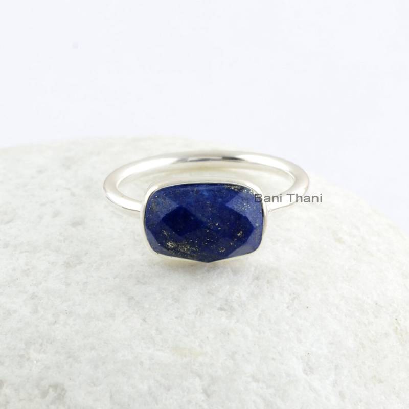 Lapis Lazuli Ring - 925 Sterling Silber Rosévergoldet Edelstein Schmuck Für Junge Damen Geschenk Die Brautjungfer von BaniThani