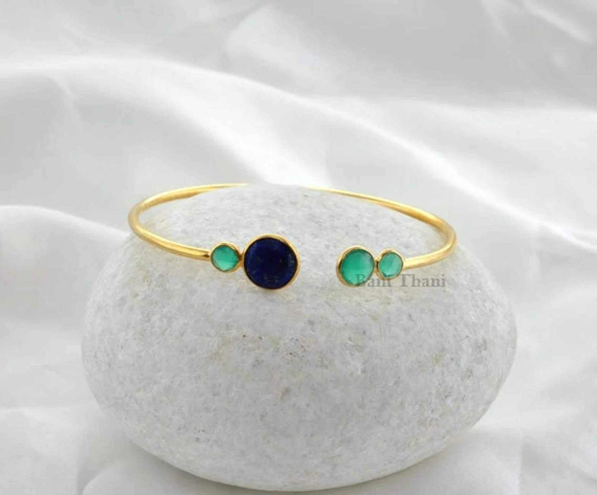 Lapis Und Grüne Onyx Edelstein Armreif Armbänder, Vergoldet 925 Sterling Silber Lünette Schmuck # 1289 Lapis Und Grüne Onyx Edelstein Armreif Armbänder, Vergoldet 925 Sterling Silber Lünette Schmuck # 1289 von BaniThani