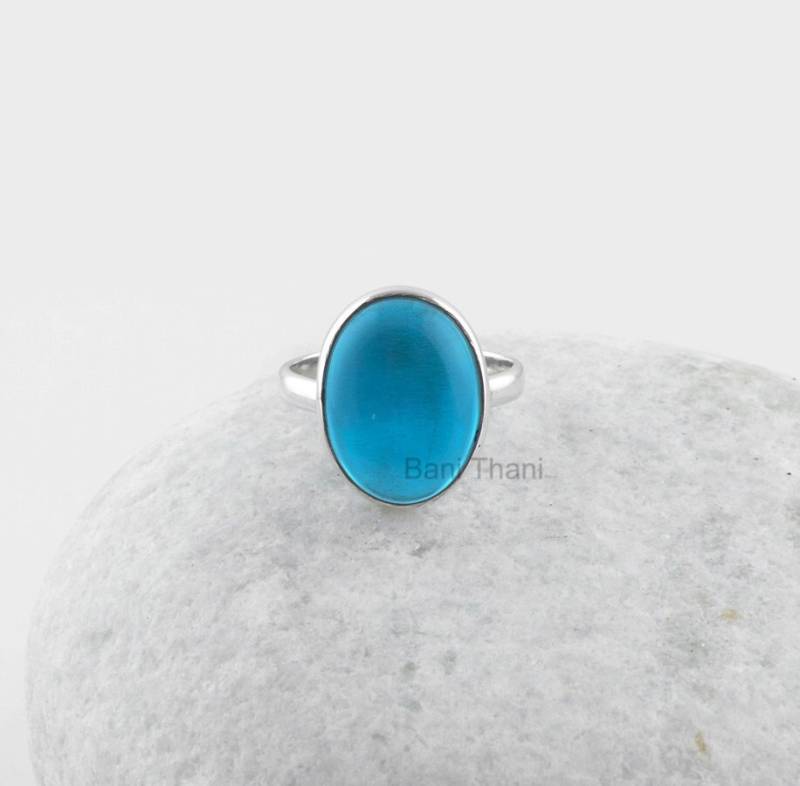 London Blauquarz Edelstein Ring - 925 Sterling Silber Bezel Brautschmuck Handgemachter 12 X 16 Mm Oval Statement Für Frauen von BaniThani