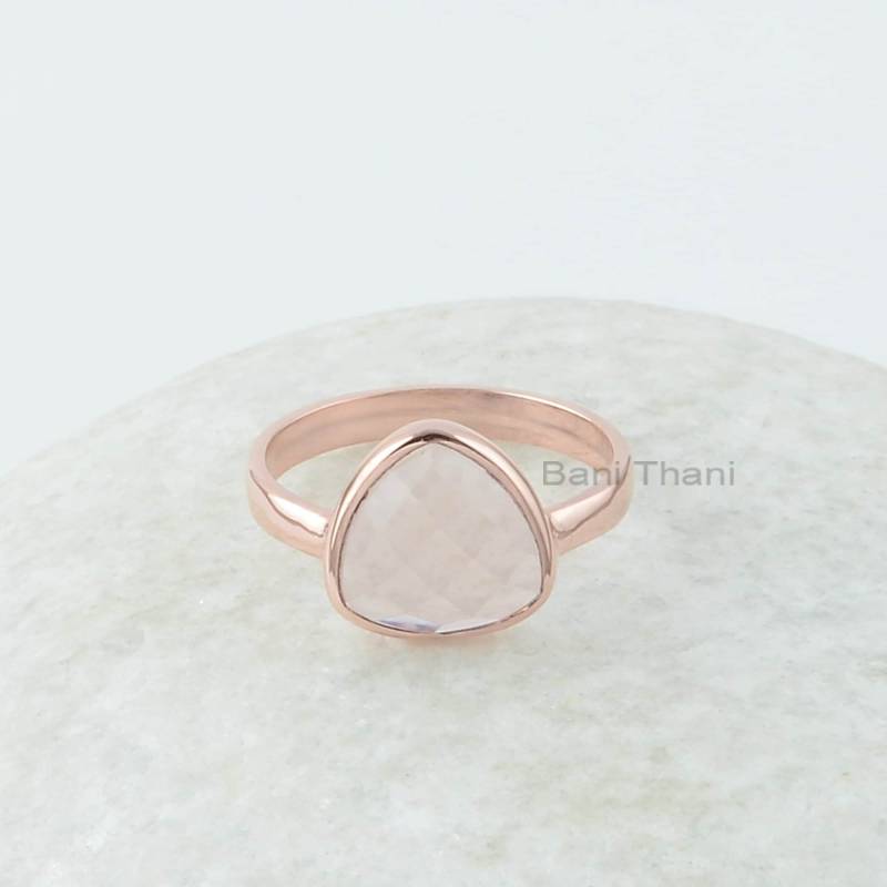 Morganit Quarz Edelstein Silber Ring - Massiver 925 Für Frauen Billion Rose Gold Plated Statement Weihnachtsgeschenk von BaniThani