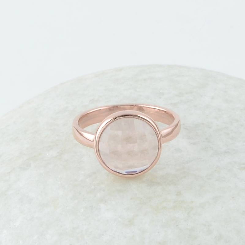 Morganit Quarz Ring - Handgemachter Für Frauen Edelstein 925 Silber Rose Gold 12 Mm Runder Edelsteinring Boho Geschenk Sie von BaniThani