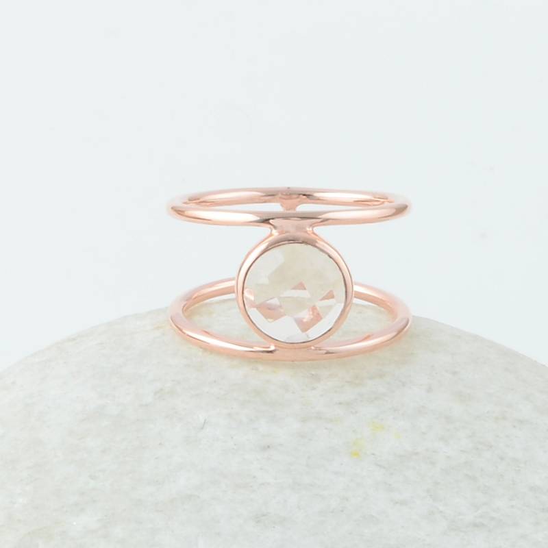 Morganit Ring - 925 Silber Handgemachter Doppel Band Rosévergoldet Edelstein Schmuck Für Liebhaber Geschenk Die Heilung von BaniThani