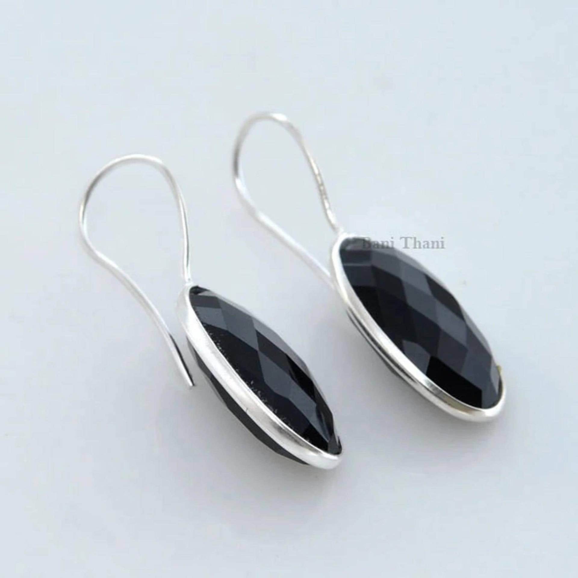 Onyx Ohrhänger, Schwarzer 11 X 24 Mm Oval Edelstein Ohrring, 925 Sterling Silber Ohrringe, Weihnachtsgeschenk Für Sie, Schöne Geschenk Ohrringe von BaniThani