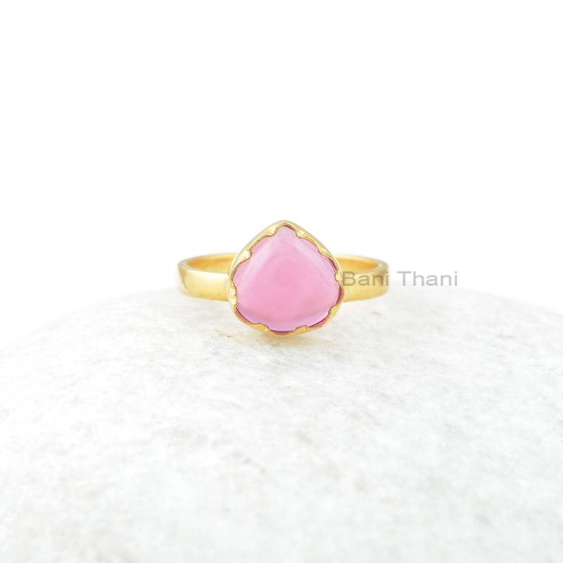 Pink Turmalin Quarz Ring - 9 Mm Herzform Edelstein Sterling Silber 18K Vergoldet Geschenk Für Die Braut Handgemachter Schmuck von BaniThani