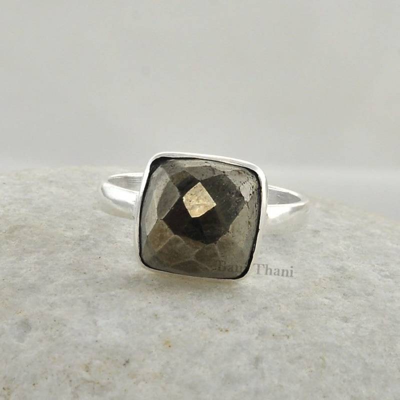 Pyrit Kissen Edelstein Ring - 925 Sterling Silber Geburtsstein Für Birdes Schmuck Nichte Boho Geschenk Sie von BaniThani