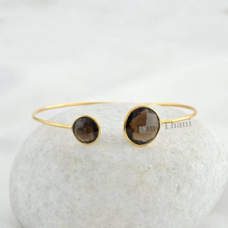 Rauchquarz Armband - 925 Silber Handgefertigtes 14 Mm, 10 Mm Edelstein Schmuck Geschenk Für Die Krankenschwester Den Monat Geburtstag von BaniThani