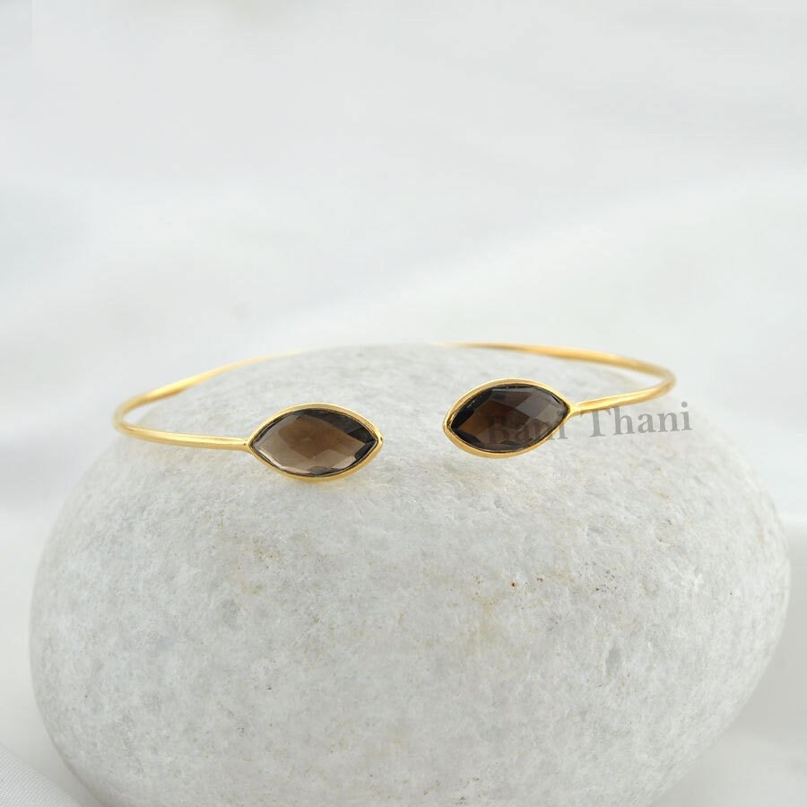 Rauchquarz Armband - Vergoldetes 7 X 14 Mm Marquise 925Er Reines Silber Handgemachter Schmuck Für Krankenschwester Geschenk Reisende von BaniThani