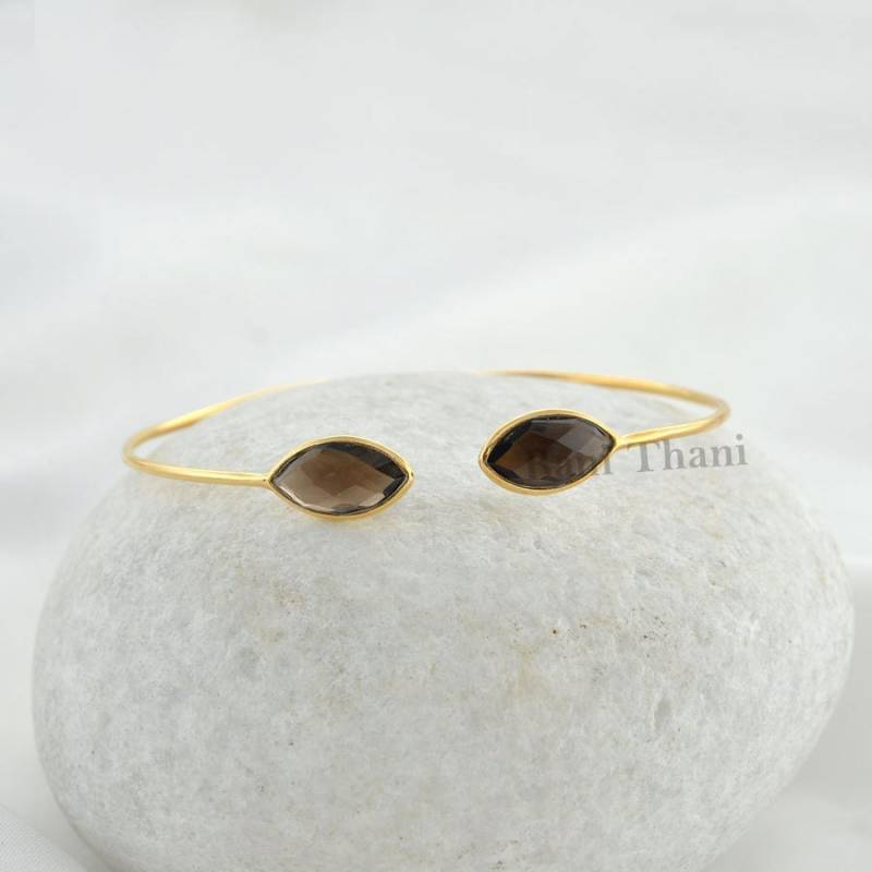 Rauchquarz Armband - Vergoldetes 7 X 14 Mm Marquise 925Er Reines Silber Handgemachter Schmuck Für Krankenschwester Geschenk Reisende von BaniThani