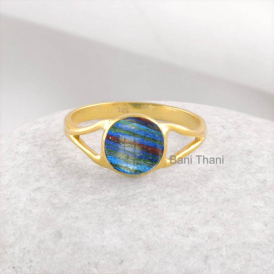 Regenbogen Calsilica Edelstein Silberring - 925 Sterling Silber Ring Brautjungfer Geschenk Für Sie von BaniThani