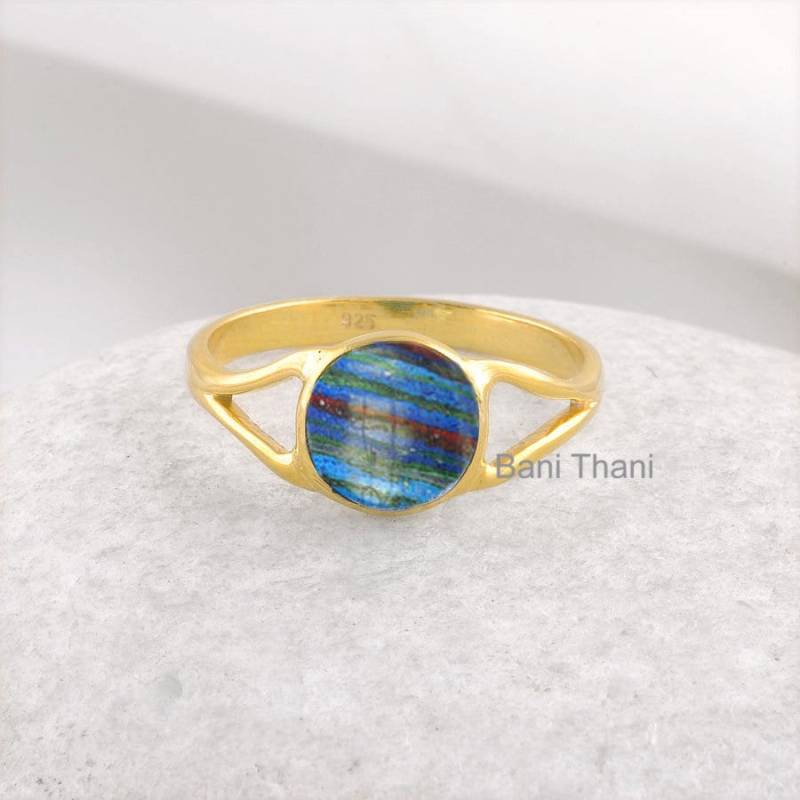 Regenbogen Calsilica Edelstein Silberring - 925 Sterling Silber Ring Brautjungfer Geschenk Für Sie von BaniThani