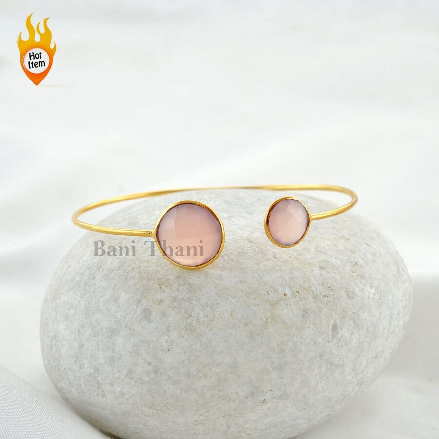 Rosa Chalcedon Armreif - Armbänder Gold Edelstein Sterling Silber # 1416 Rosa Chalcedon Armreif - Armbänder Gold Edelstein Sterling Silber # 1416 von BaniThani