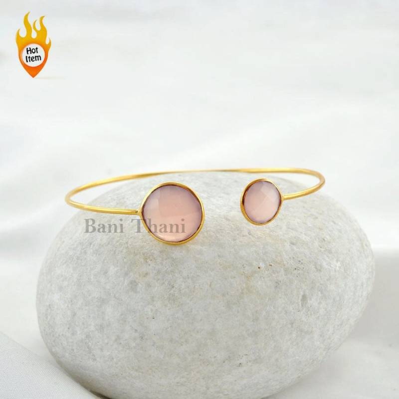 Rosa Chalcedon Armreif - Armbänder Gold Edelstein Sterling Silber # 1416 Rosa Chalcedon Armreif - Armbänder Gold Edelstein Sterling Silber # 1416 von BaniThani