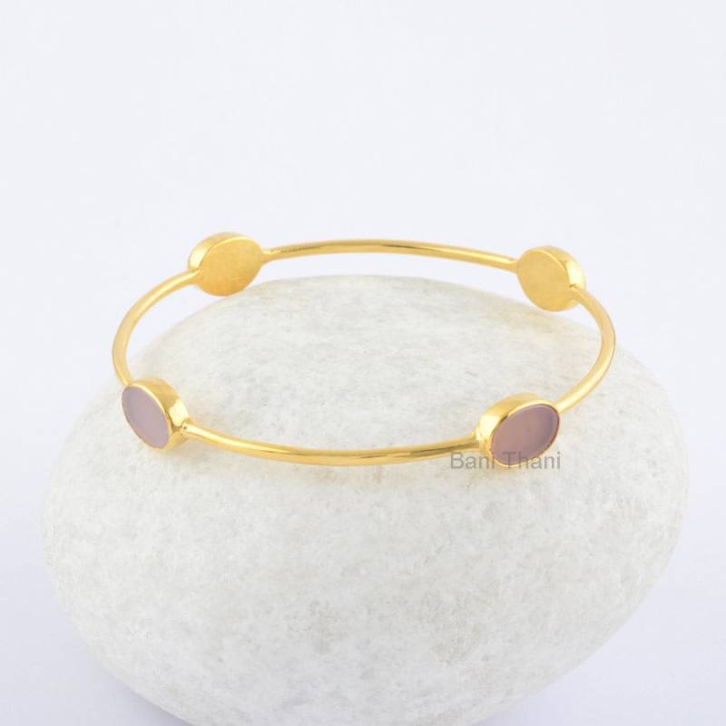 Rosa Chalcedon Armreif - Handgemachtes Armband 925 Silber Passender Schmuck Für Die Braut Geschenk Junge Mädchen von BaniThani