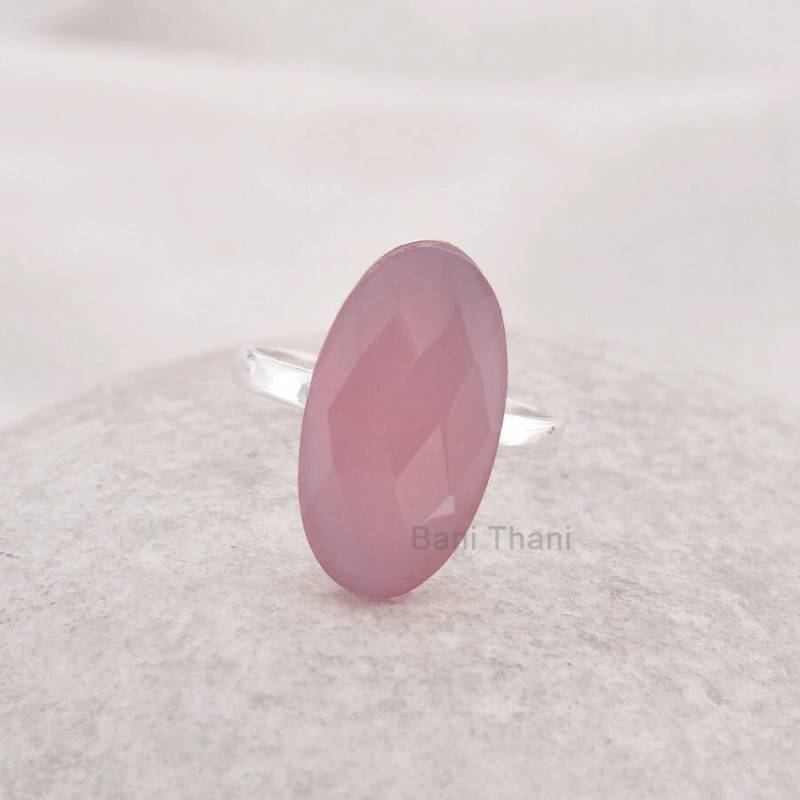 Rosa Chalcedon Oval Edelstein Ring - 925 Sterling Silber Handgemachter Hochzeits Schmuck Versprechen Ringe Für Frauen Braut von BaniThani