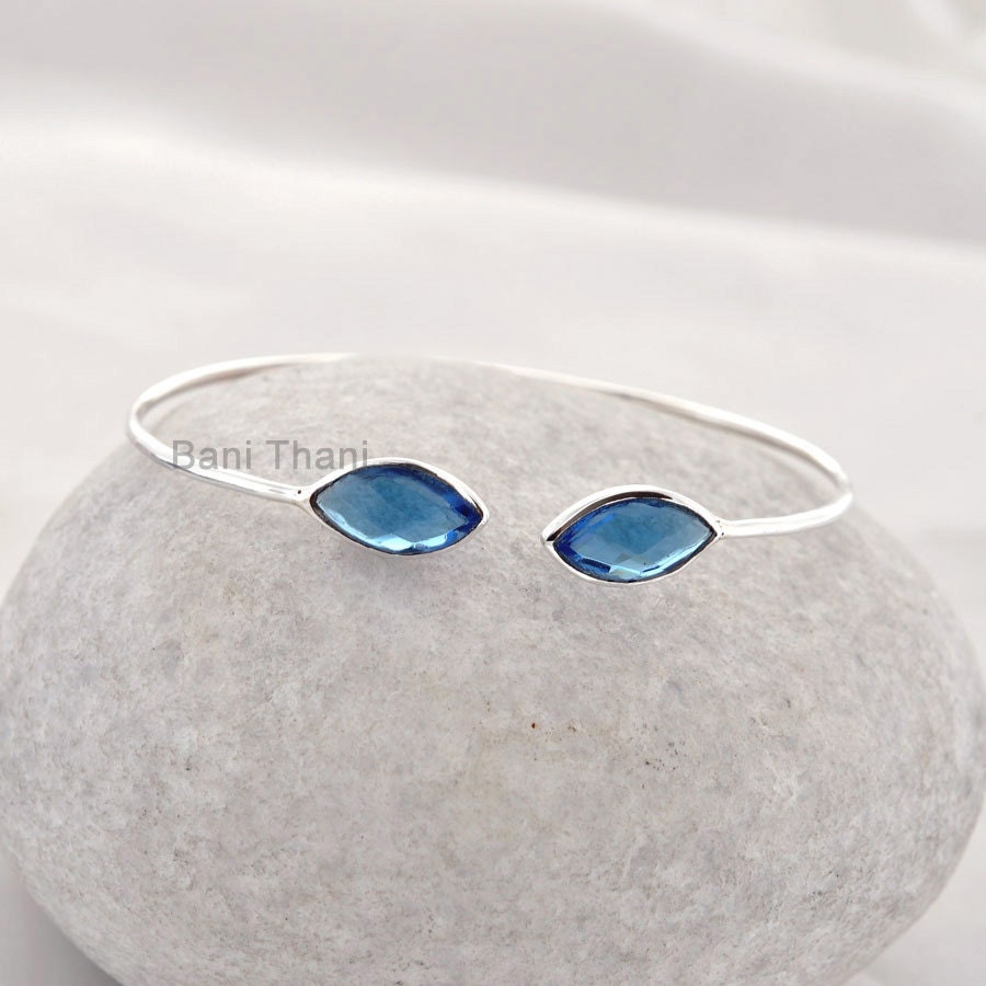 Saphir Quarz Marquise Armreif - 925 Silber 7 X 14 Mm Handgefertigtes Armband Zierlicher Schmuck von BaniThani