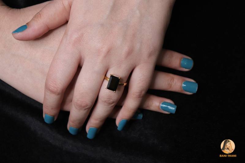 Schwarzer Onyx-Ring - Massives Silber Vergoldeter Ring 8 X 12 Mm Facettiertes Rechteck Modeschmuck Geschenk Zum Geburtstag von BaniThani