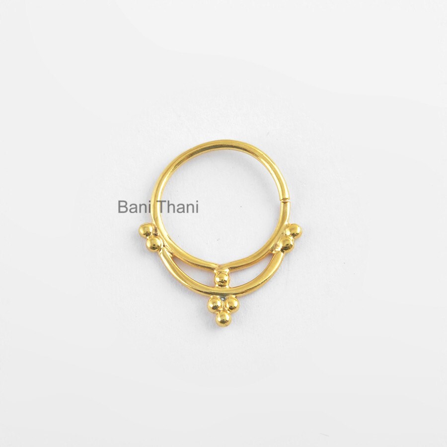 Septum Piercing, Handgefertigter Nasenring, Vergoldeter 925Er Sterling Silber Nasenring - Nasenschmuck Echtes Nasenreifen #1860 von BaniThani
