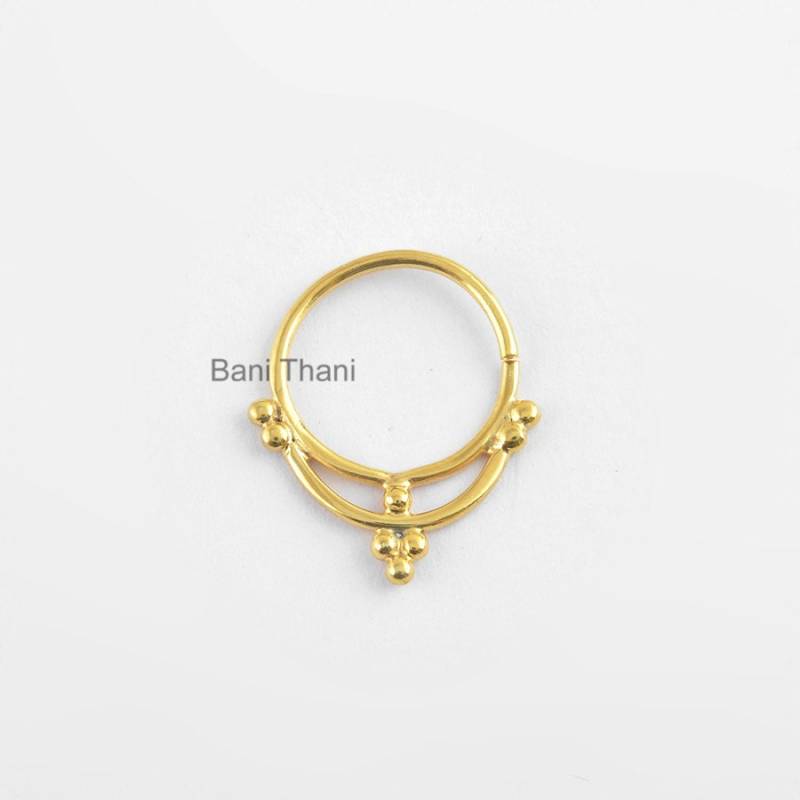 Septum Piercing, Handgefertigter Nasenring, Vergoldeter 925Er Sterling Silber Nasenring - Nasenschmuck Echtes Nasenreifen #1860 von BaniThani
