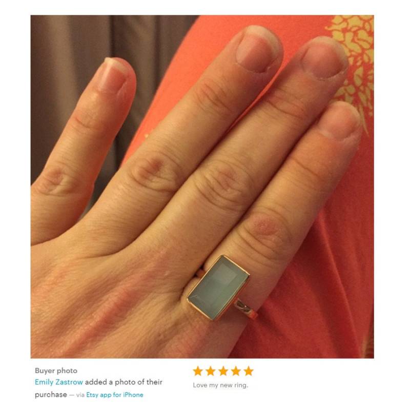 Silberring, Chalcedon Ring, Rechteck 9 X 15 Mm Vergoldeter 925 Sterling Silber Ring Schmuck, Edelstein Geschenk Für Frauen von BaniThani