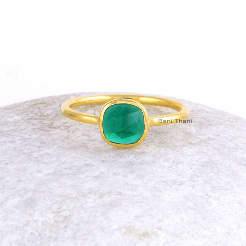 Smaragd Quarz Ring - 925 Sterling Silber Edelstein Vergoldeter Schmuck Party Für Jugendliche Geschenk Zum Muttertag von BaniThani