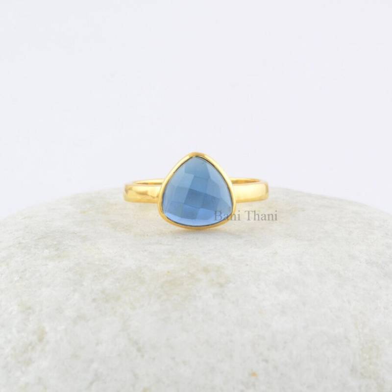Tansanit Quarz Ring - 925Er Silber 9 Mm Trillion Vergoldet Handgefertigter Eleganter Schmuck Geschenk Für Braut Frau von BaniThani