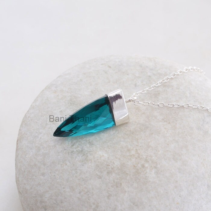 Türkis Quarz Punkt Form Edelstein Anhänger - Massiv 925 Sterling Silber Handgemachte Halskette Weihnachtsgeschenk Boho Schmuck von BaniThani