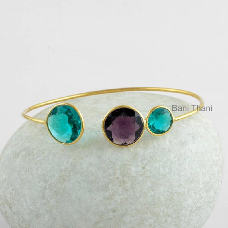 Türkis Und Amethyst Quarz Armband - Reines Silber Handgefertigtes Personalisierter Schmuck Geschenk Für Monat Geburtstag Mama von BaniThani