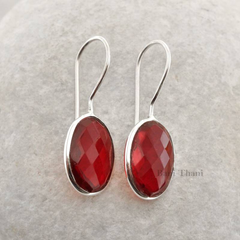Turmalin Tropfen Ohrringe, Rosa Turmalinquarz 12 X 16 Mm Oval Edelstein 925 Sterling Silber Baumeln Hochzeitsgeschenk Ohrringe von BaniThani