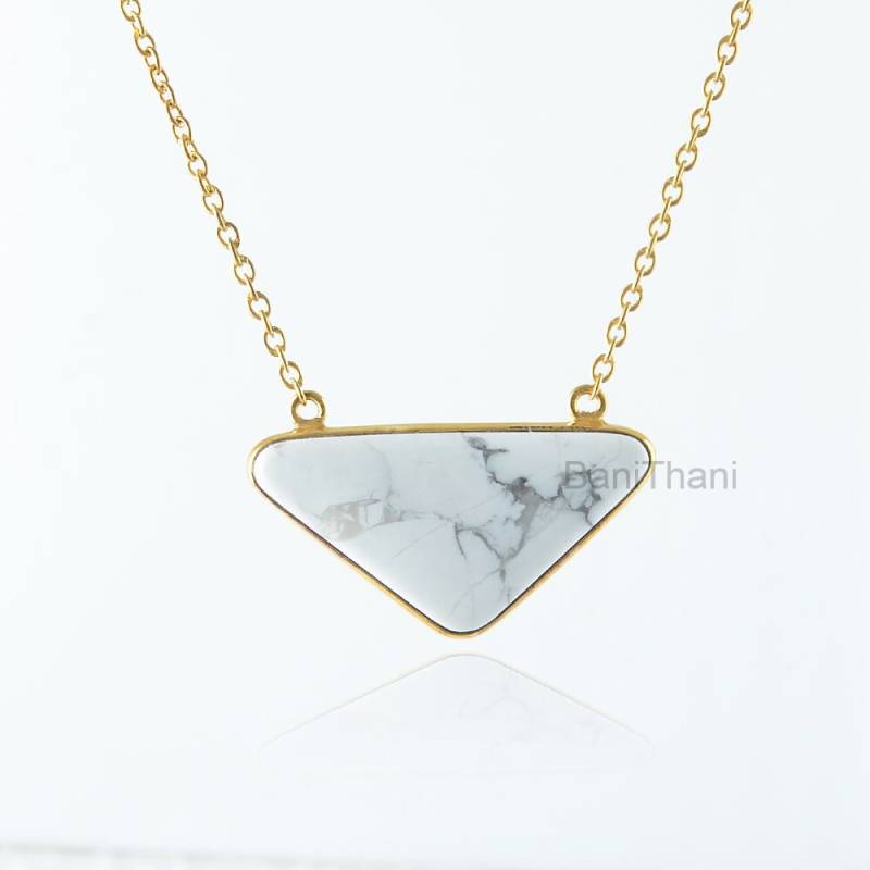 Weiße Howlith Halskette-Weiß Howlite 14 X 27 Mm Ausgefallene Sterling Silber Halskette-925 Halskette-Edelstein Halskette-Geschenk Für Mutter von BaniThani