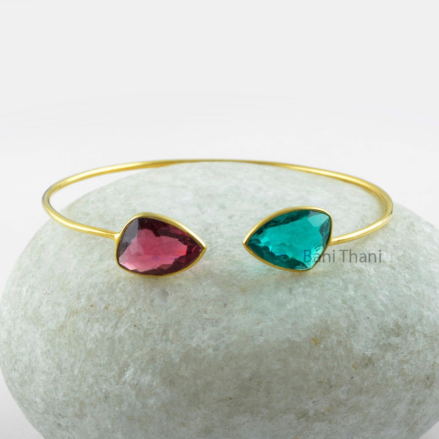 Wunderschöner Fancy Cut Edelstein Armreif, Pink Turmalin Quarz Und Türkis 925 Sterling Silber Armreif - Geschenk #5514 Wunderschöner Fancy Cut Edelstein Armreif, Pink Turmalin Quarz Und Türkis 925 Sterling Silber Armreif - Geschenk #5514 von BaniThani